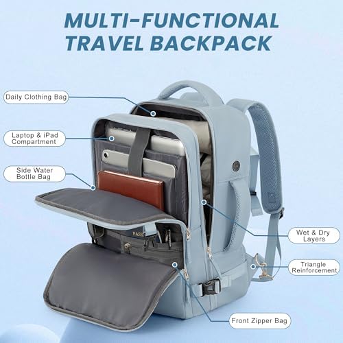 Women's Flight Approved Travel Backpack with USB Charging, Lightweight & Waterproof, Ideal for College, Work and Travel