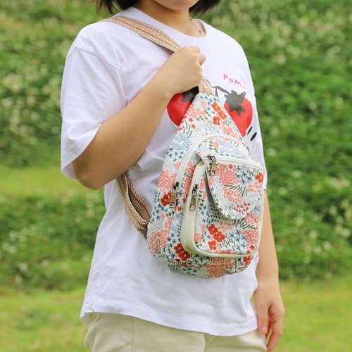 SILKAREA Embroidered Boho Small Sling Bag for Women Travel (Blue) SILKAREA Embroidered Boho Small Sling Bag for Women Ch