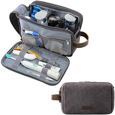 Men's Water-resistant Toiletry Bag - BAGSMART Dopp Kit Canvas Travel Organizer - Black - Large - Image 13