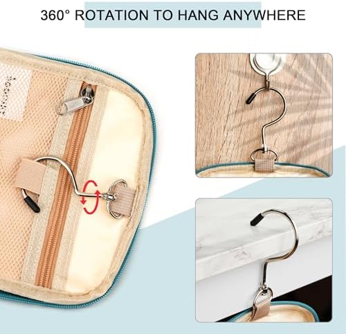 Water-resistant Travel Hanging Toiletry Bag for Women and Men, 6 Organizer Compartments, Holds Full Size Bottles, Black