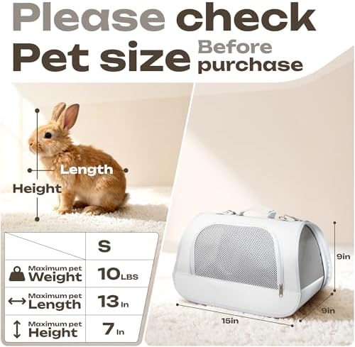 Airline Approved Small Pet Carrier for Cats and Rabbits, Lightweight & Ventilated Dog Carrier, Soft-Sided & Foldable (Up