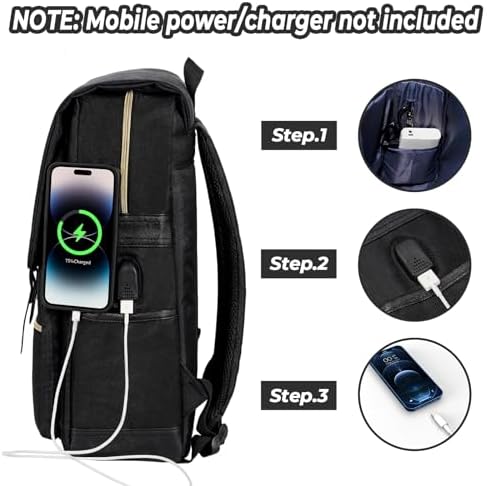 Ronyes Vintage Laptop Backpack for Women and Men, 15.6 inch Red Backpack with USB Charging Port for College and Work