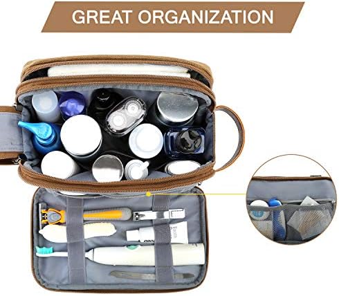 Men's Water-resistant Toiletry Bag - BAGSMART Dopp Kit Canvas Travel Organizer - Black - Large - Image 69