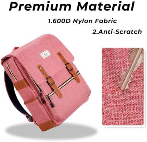 Ronyes Vintage Laptop Backpack for Women and Men, 15.6 inch Red Backpack with USB Charging Port for College and Work