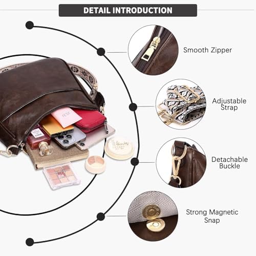 AUYOCO Vegan Leather Crossbody Bags for Women Handbag with Guitar Strap Zipped Pockets AUYOCO Vegan Leather Crossbody