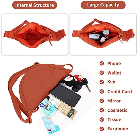 EVGLOW Nylon Crescent Crossbody Bag - Trendy Women's Travel Sling Bag EVGLOW Nylon Crescent Crossbody Bag - Small Men's