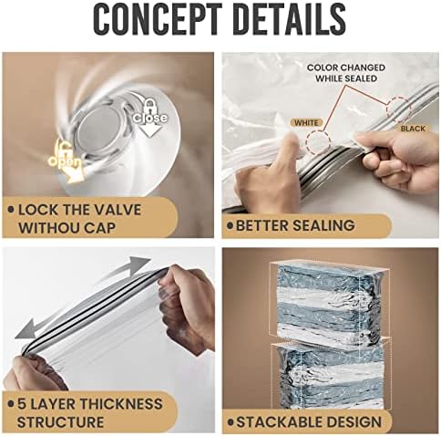 TAILI Jumbo Cube Vacuum Storage Bags 4 Pack, Extra Large (31x40x15 Inch) for Clothing and Bedding, Space Saving Closet O