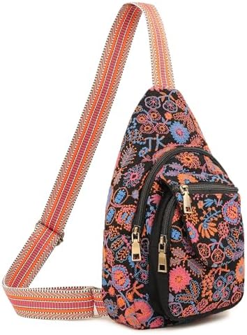 SILKAREA Embroidered Boho Small Sling Bag for Women Travel (Blue) SILKAREA Embroidered Boho Small Sling Bag for Women Ch