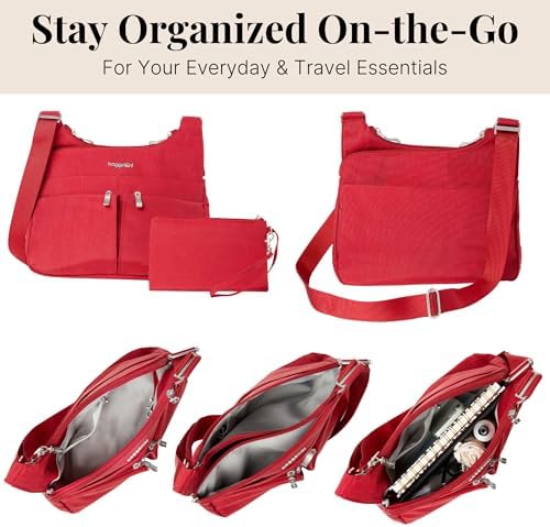 Baggallini Cross Over Crossbody Women Lightweight Water-Resistant Nylon Organized Travel Bag Purse