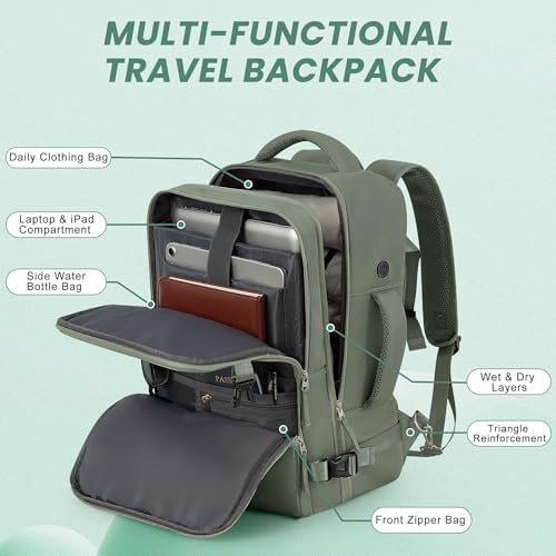 Women's Flight Approved Travel Backpack with USB Charging, Lightweight & Waterproof, Ideal for College, Work and Travel