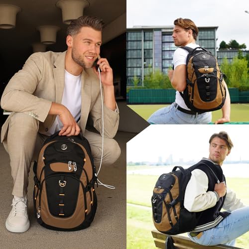 Swissdigital Design Laptop Backpack with USB Charging Port | Men's 15.6 Inches Fit 31L Travel Backpack | Blue/Black | SD