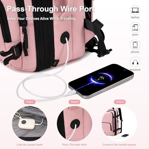 Carry On Travel Backpack 35L-40L Expandable Extra Large Light Daypack for Men and Women (Blue) Travel Backpack 35L-40L