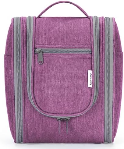 Narwey Large Blue Leaf Hanging Toiletry Bag for Women Travel and Men Cosmetics Organizers