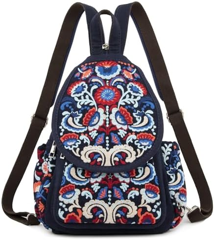 SILKAREA Embroidered Boho Small Sling Bag for Women Travel (Blue) SILKAREA Embroidered Boho Small Sling Bag for Women Ch