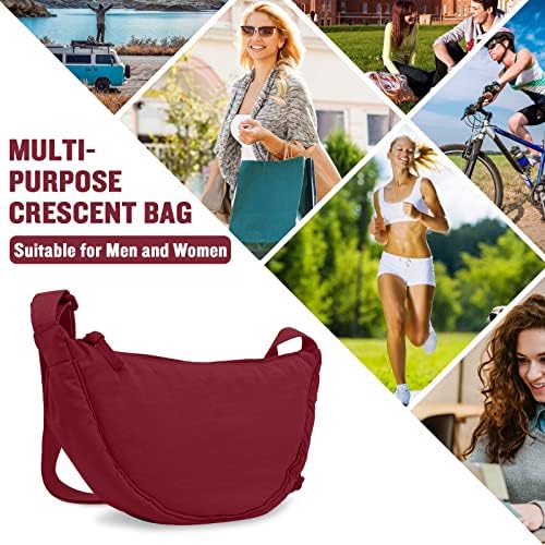 EVGLOW Nylon Crescent Crossbody Bag - Trendy Women's Travel Sling Bag EVGLOW Nylon Crescent Crossbody Bag - Small Men's