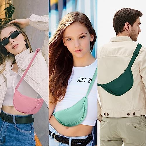 EVGLOW Nylon Crescent Crossbody Bag - Trendy Women's Travel Sling Bag EVGLOW Nylon Crescent Crossbody Bag - Small Men's