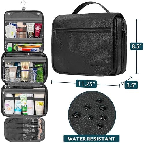 PAVILIA Water Resistant Makeup Bag Toiletries Women Men Travel Bag PAVILIA Foldable Cosmetic Organizer Travel Bag Large
