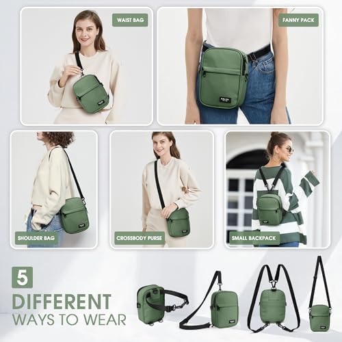 KALIDI Multi Position Crossbody Sling Bag for Women Men with Adjustable Strap