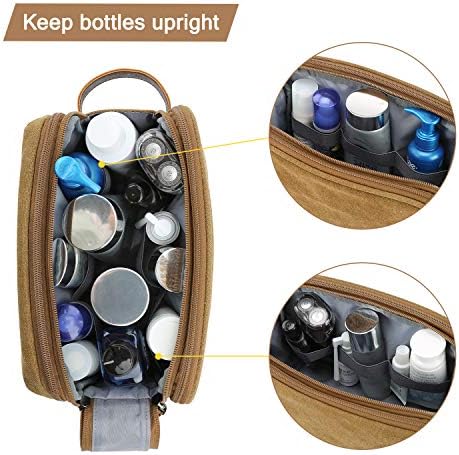 Men's Water-resistant Toiletry Bag - BAGSMART Dopp Kit Canvas Travel Organizer - Black - Large - Image 72