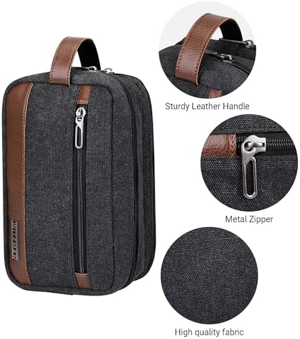 WITZMAN Classic Black A8001 Men's Water-Resistant Travel Dopp Kit Bag