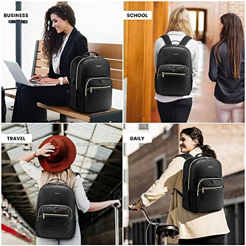 Laptop Backpack Purse for Women Work Travel Black OEKO-TEX STANDARD 100 Laptop Backpack Purse for Women College Black Qu