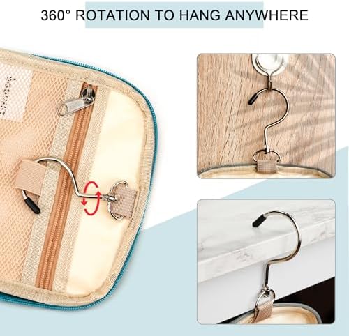 Water-resistant Travel Hanging Toiletry Bag for Women and Men, 6 Organizer Compartments, Holds Full Size Bottles, Black