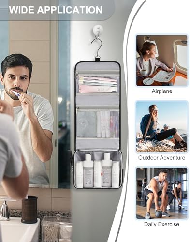 Relavel Travel Toiletry Bag for Men, Large Capacity Travel Kit, Hanging Toiletry Bag for Women