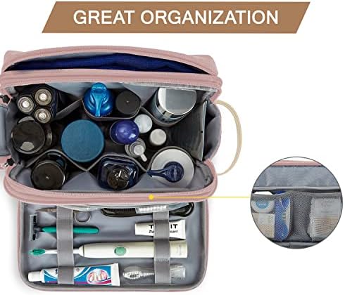 Men's Water-resistant Toiletry Bag - BAGSMART Dopp Kit Canvas Travel Organizer - Black - Large - Image 32