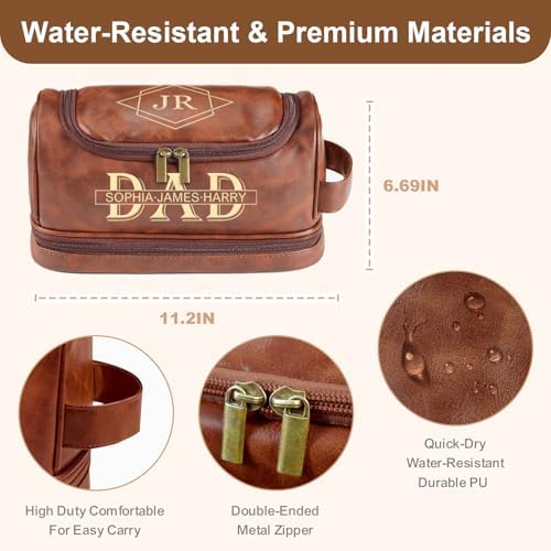 Personalized Leather Toiletry Bag for Men Traveling Gifts
Engraved Name Leather Toiletry Bag for Men Father's Day Gifts - Image 6