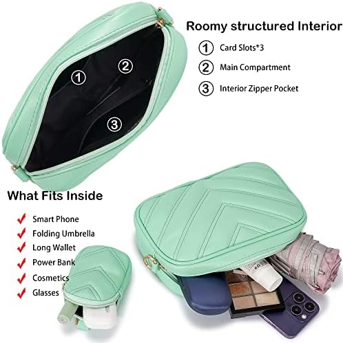 Herald Chevron Quilted Small Crossbody Bag for Women - Camera Side Shoulder Bag, 2 Sizes, Coin Purse Included Herald Che