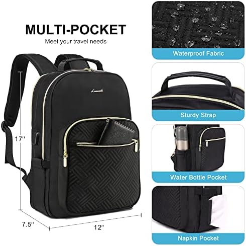 Laptop Backpack Purse for Women Work Travel Black OEKO-TEX STANDARD 100 Laptop Backpack Purse for Women College Black Qu
