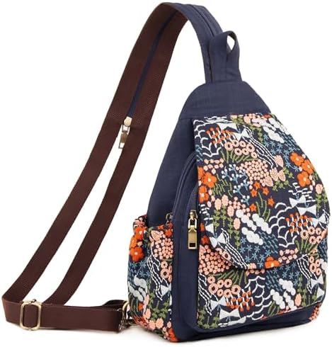 SILKAREA Embroidered Boho Small Sling Bag for Women Travel (Blue) SILKAREA Embroidered Boho Small Sling Bag for Women Ch