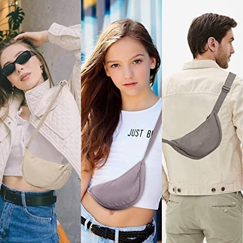 EVGLOW Nylon Crescent Crossbody Bag - Trendy Women's Travel Sling Bag EVGLOW Nylon Crescent Crossbody Bag - Small Men's