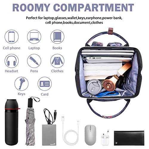 Sac à Dos VANKEAN pour Ordinateur Portable Femmes 15,6 Pouces Élégant Hydrofuge avec USB et Blocage RFID pour Travail et