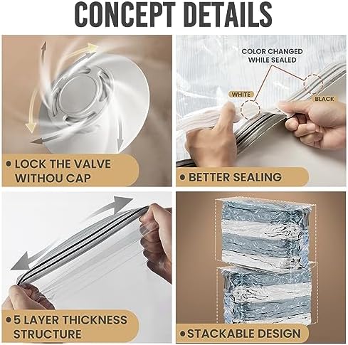 TAILI Jumbo Cube Vacuum Storage Bags 4 Pack, Extra Large (31x40x15 Inch) for Clothing and Bedding, Space Saving Closet O