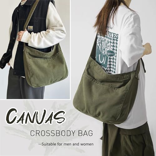Dainaotm Canvas Tote Bag Casual Hobo Crossbody Shoulder Bag for Women Large Purse Messenger Bag Travel Work Dainaotm Can