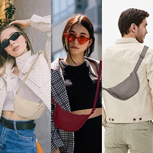 EVGLOW Nylon Crescent Crossbody Bag - Trendy Women's Travel Sling Bag EVGLOW Nylon Crescent Crossbody Bag - Small Men's