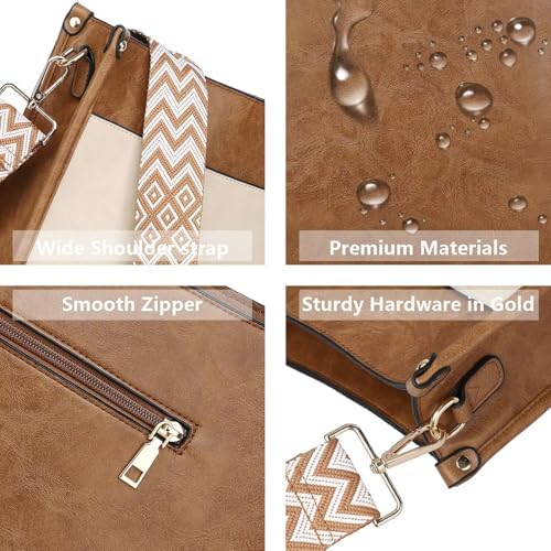 AUYOCO Vegan Leather Crossbody Bags for Women Handbag with Guitar Strap Zipped Pockets AUYOCO Vegan Leather Crossbody