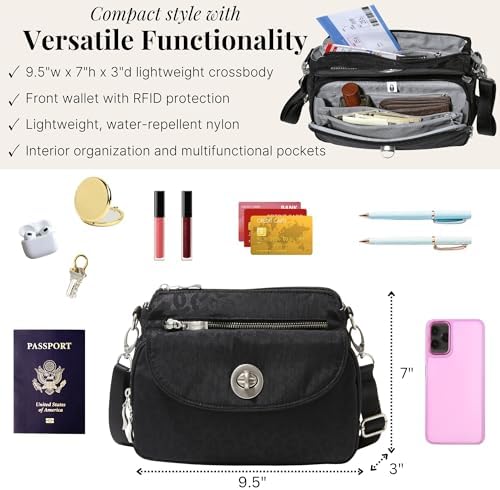 Baggallini Calais Crossbody Bags for Women Lightweight Water-Resistant Travel Purse Baggallini Calais Crossbody Bags for