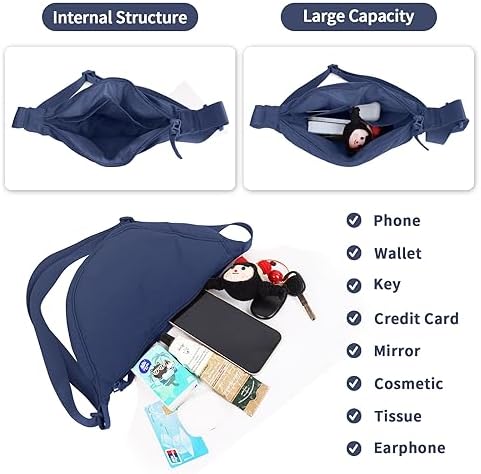 EVGLOW Nylon Crescent Crossbody Bag - Trendy Women's Travel Sling Bag EVGLOW Nylon Crescent Crossbody Bag - Small Men's