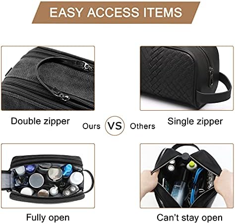 Men's Water-resistant Toiletry Bag - BAGSMART Dopp Kit Canvas Travel Organizer - Black - Large - Image 44