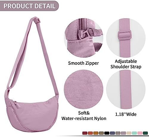 EVGLOW Nylon Crescent Crossbody Bag - Trendy Women's Travel Sling Bag EVGLOW Nylon Crescent Crossbody Bag - Small Men's