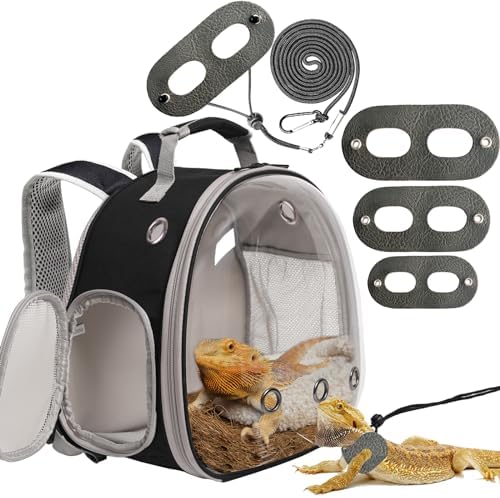 Bearded Dragon Travel Backpack with Harness and Leash Set Airline Approved Bearded Dragon Lizard Backpack Travel Carrier