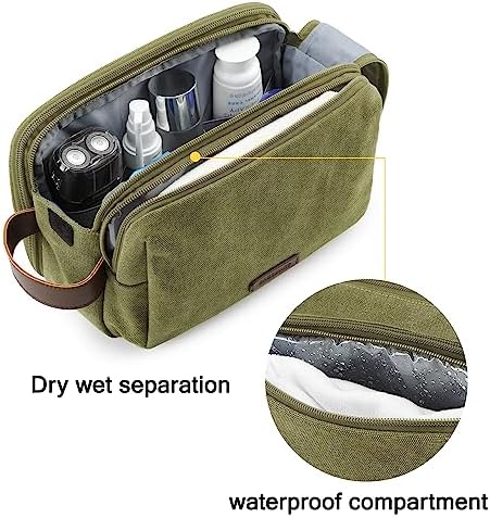 Men's Water-resistant Toiletry Bag - BAGSMART Dopp Kit Canvas Travel Organizer - Black - Large - Image 48