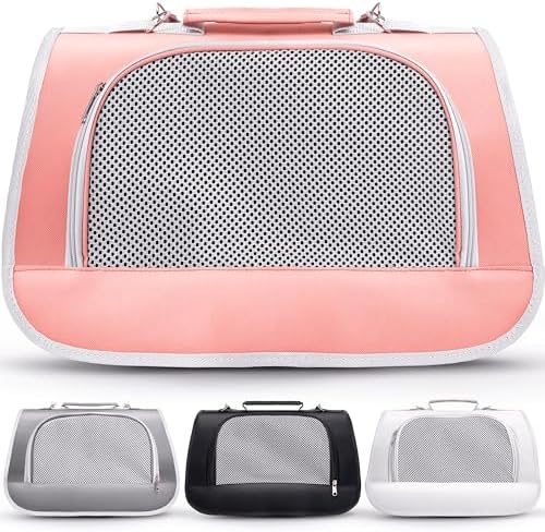 Airline Approved Small Pet Carrier for Cats and Rabbits, Lightweight & Ventilated Dog Carrier, Soft-Sided & Foldable (Up