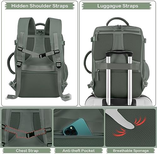 Hanples TSA Flight Approved Large Travel Backpack for Women and Men | Hanples Waterproof Anti-Theft Large Carry On Back