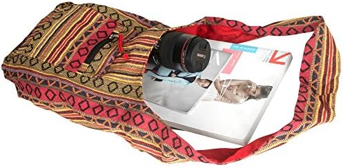 Tribe Azure Fair Trade Red Hobo Messenger Shoulder Bag Large Roomy Versatile Travel and Camping Bag