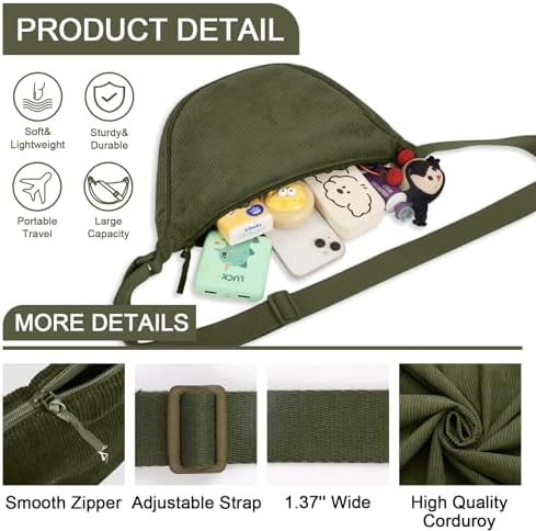 EVGLOW Nylon Crescent Crossbody Bag - Trendy Women's Travel Sling Bag EVGLOW Nylon Crescent Crossbody Bag - Small Men's