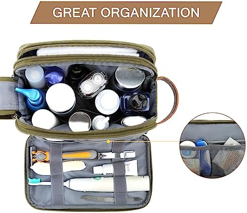 Men's Water-resistant Toiletry Bag - BAGSMART Dopp Kit Canvas Travel Organizer - Black - Large - Image 47