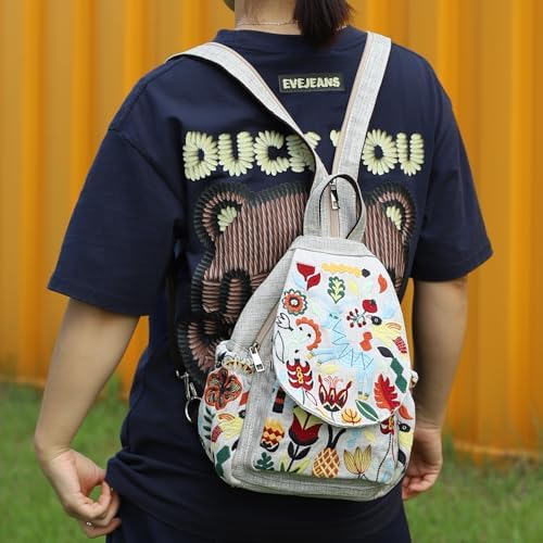 SILKAREA Embroidered Boho Small Sling Bag for Women Travel (Blue) SILKAREA Embroidered Boho Small Sling Bag for Women Ch